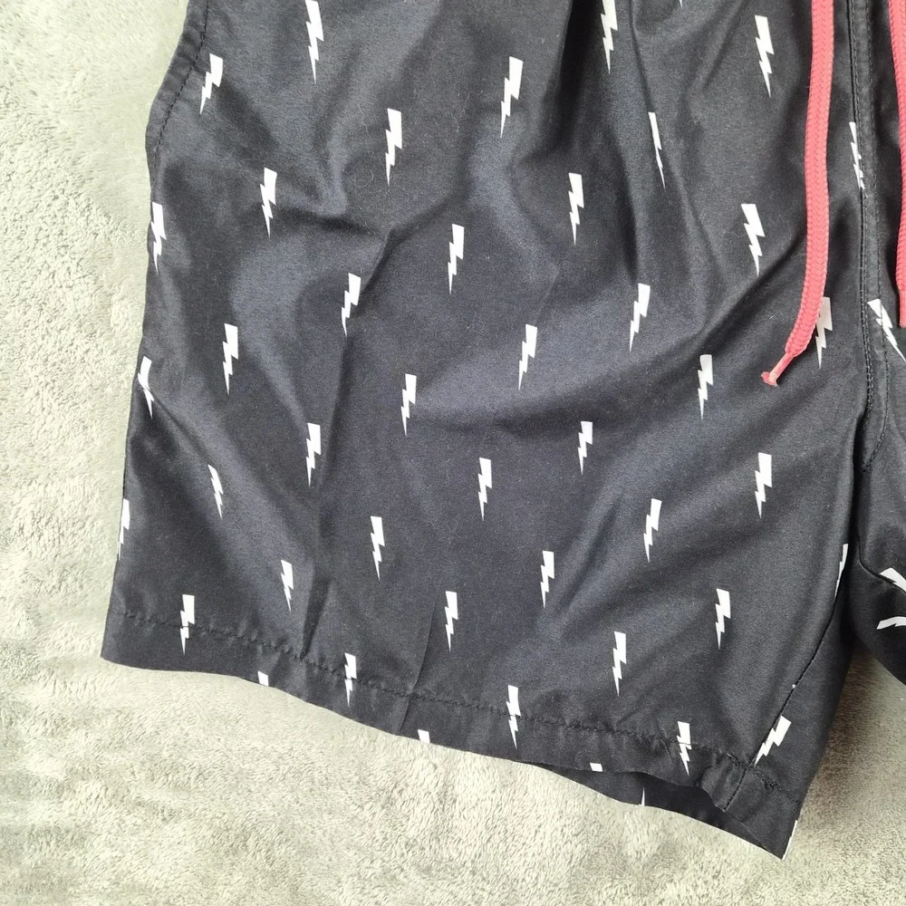 Trunks Surf & Swim Co Board Shorts Mens Large Black Lightning Bolt Swim Trunks